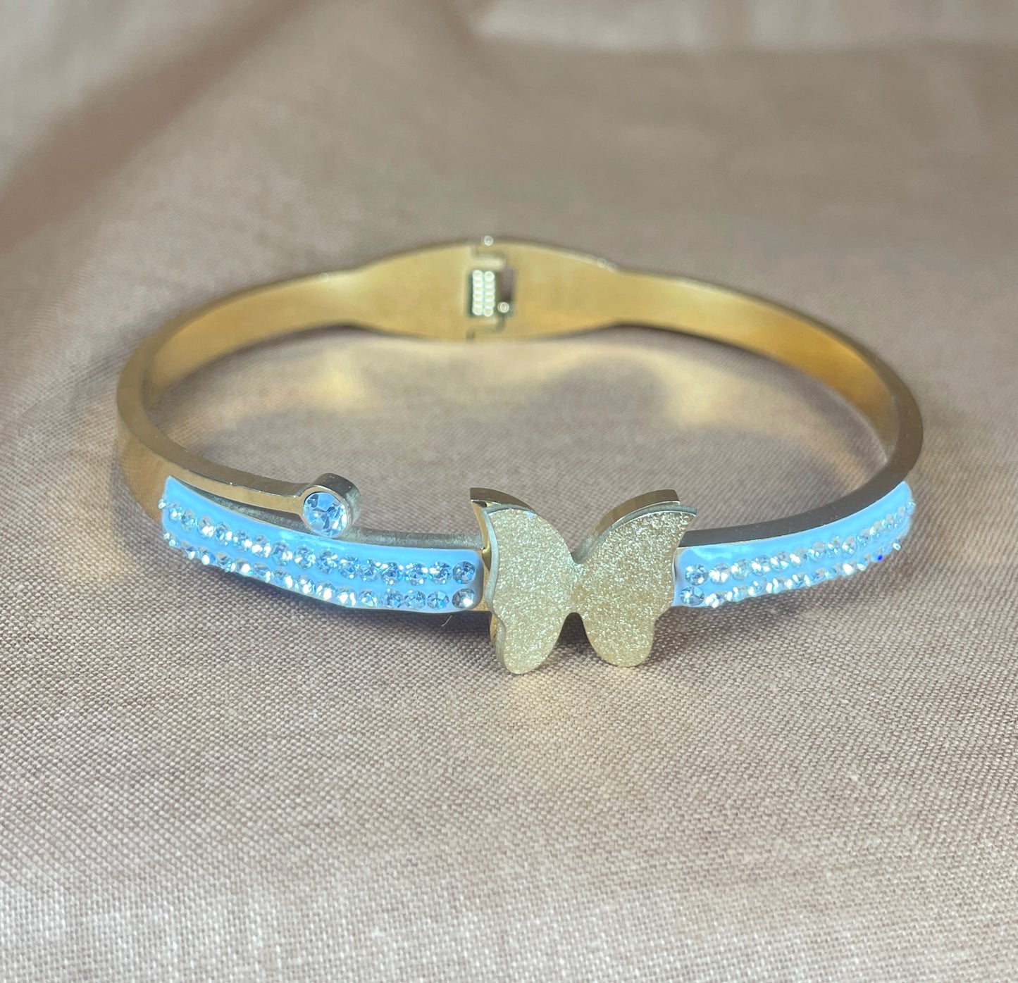Stone Studded Butterfly Bracelet."Stainless Steel"