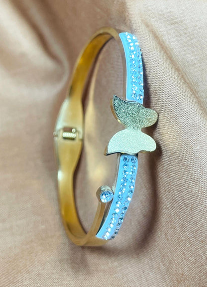Stone Studded Butterfly Bracelet."Stainless Steel"