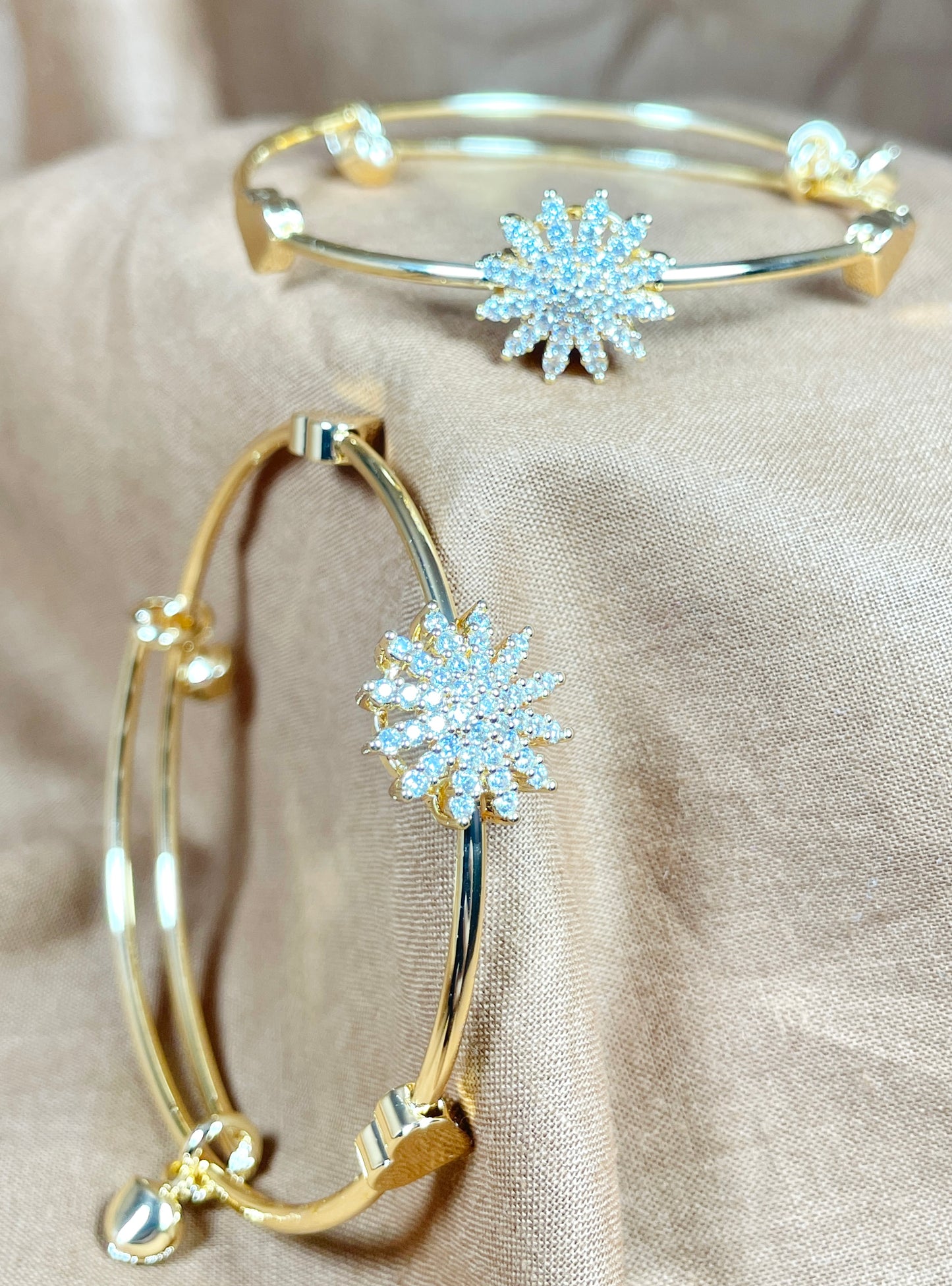 Radiant White Flower Bangle. "Stainless Steel"