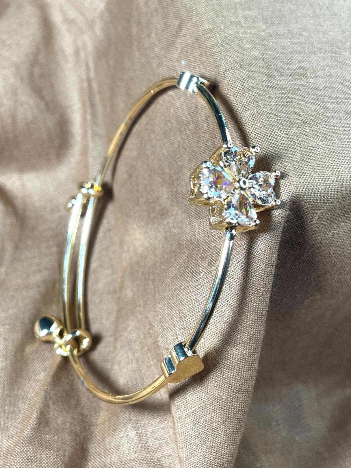 Radiant Golden Heart Bangle."Stainless Steel"
