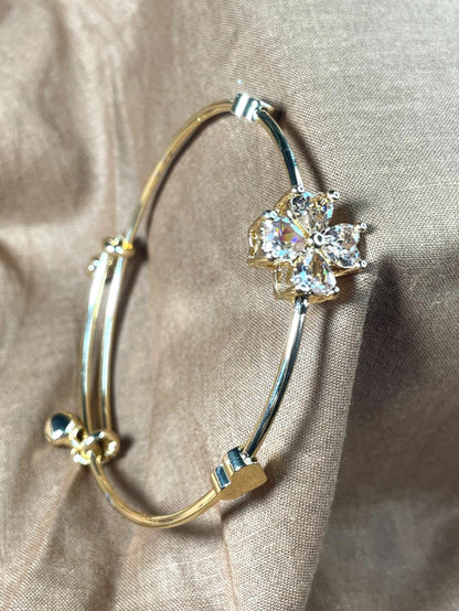 Radiant Golden Heart Bangle."Stainless Steel"