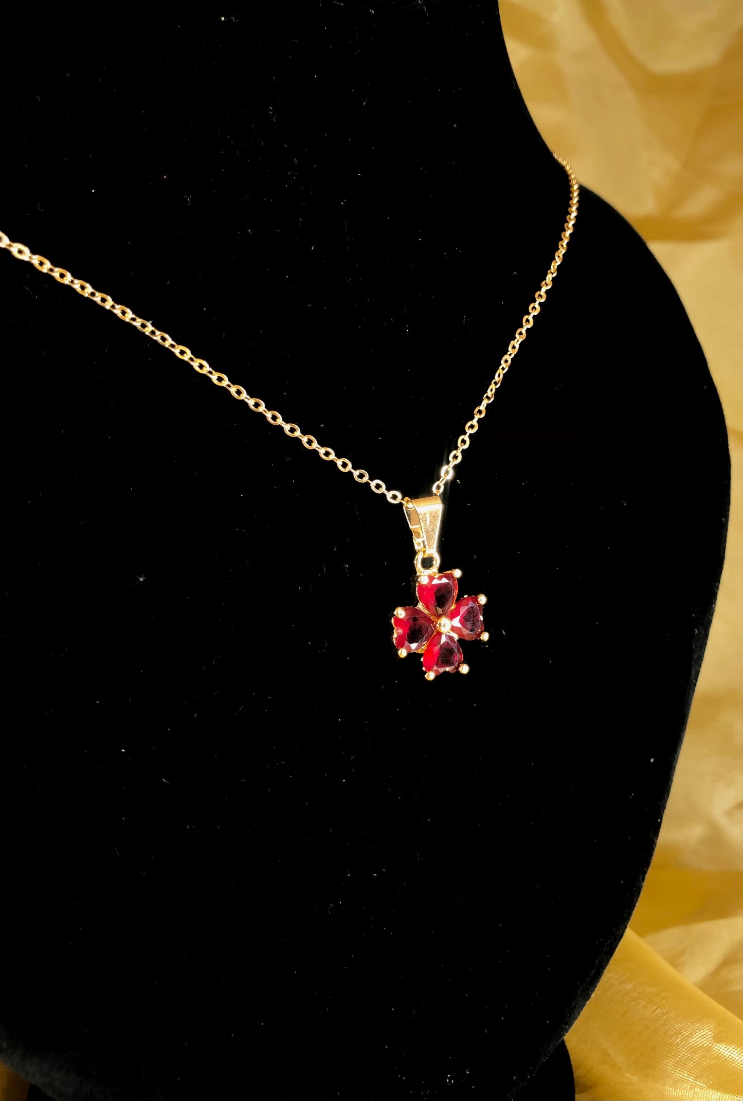 Red Crystal Flower Bloom Pendant