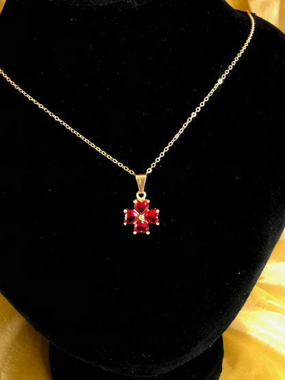Red Crystal Flower Bloom Pendant